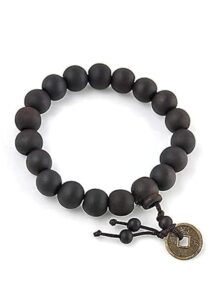 The Extra Wooden Beads Stretchable Unisex Coin Bracelet