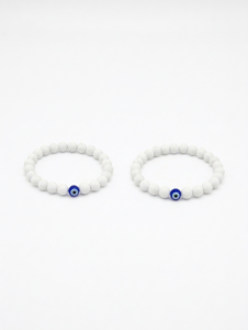 White Beads Evil Eye Bracelet