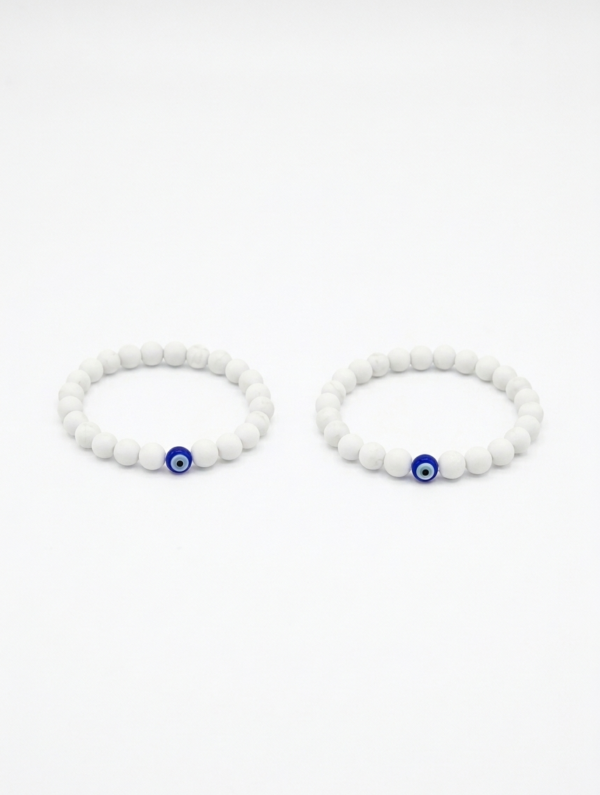 White Beads Evil Eye Bracelet