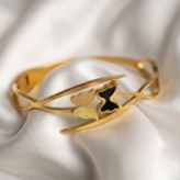 Cross Black Golden Butterfly Bracelet