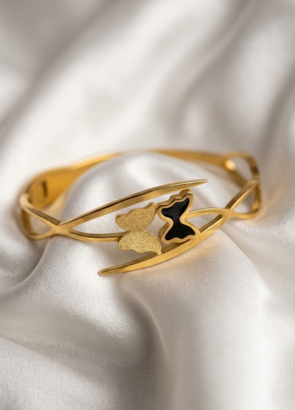 Cross Black Golden Butterfly Bracelet