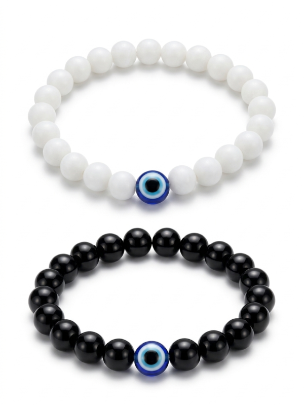 White & Black Beads Bracelet