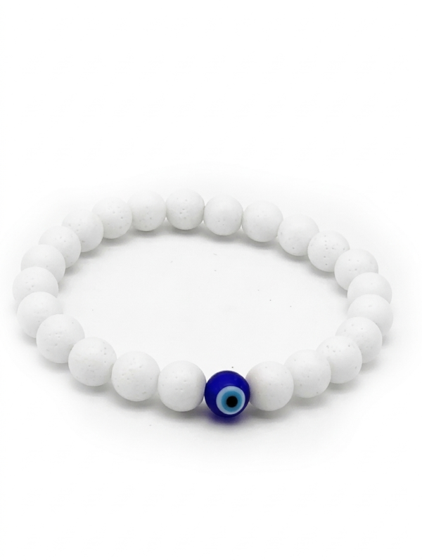 White Beads Evil Eye Bracelet