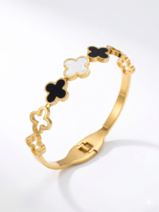 Black And White Clover Anti - tarnish Bracelet