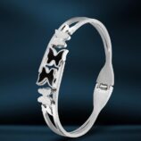 Silver Black Butterfly Bracelet