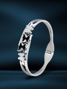 Silver Black Butterfly Bracelet