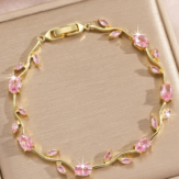 Pink Stone Tulip Bracelet
