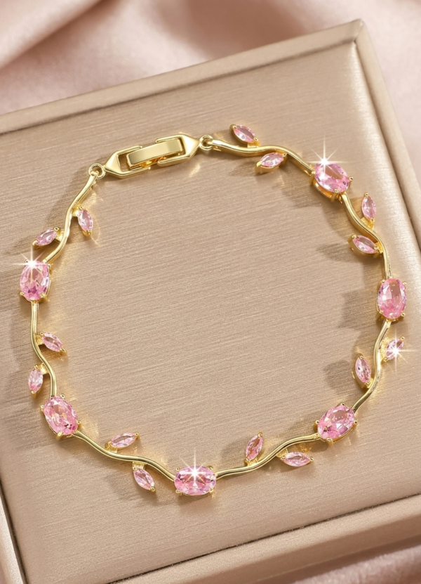 Pink Stone Tulip Bracelet