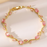 Pink Stone Tulip Bracelet