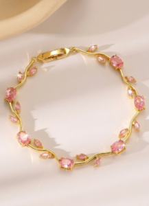 Pink Stone Tulip Bracelet