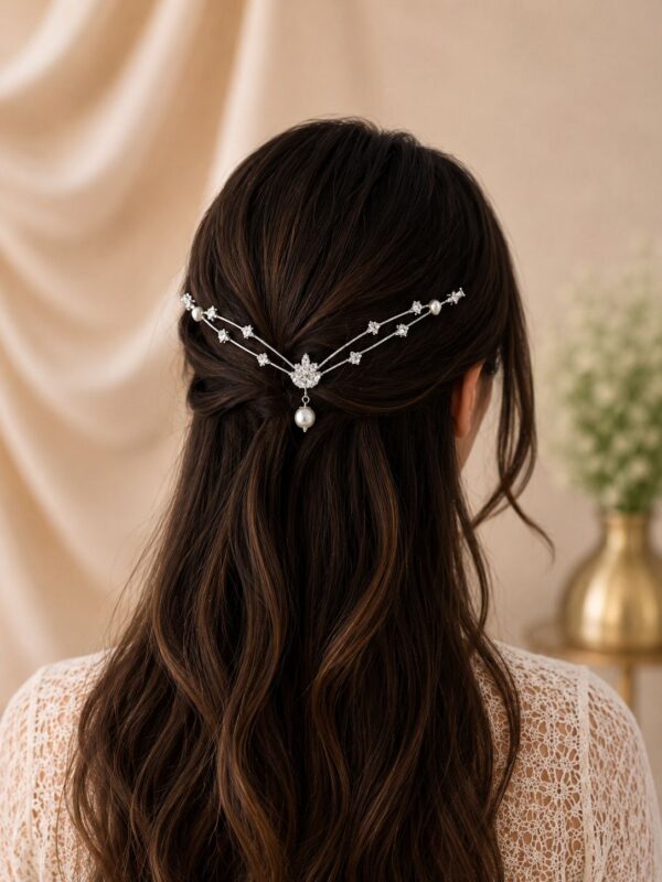 Silver Diamond Pearl Hairlet