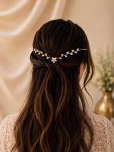 Golden Floral Petal Hairlet