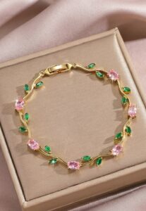 pink green tulip bracelet
